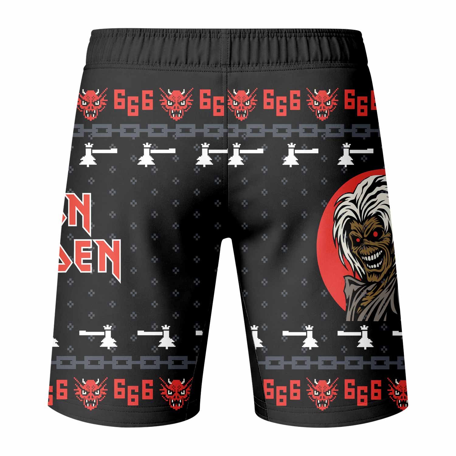 Iron Maiden Fight Shorts - Durable MMA, BJJ & Boxing Shorts - back view mockup