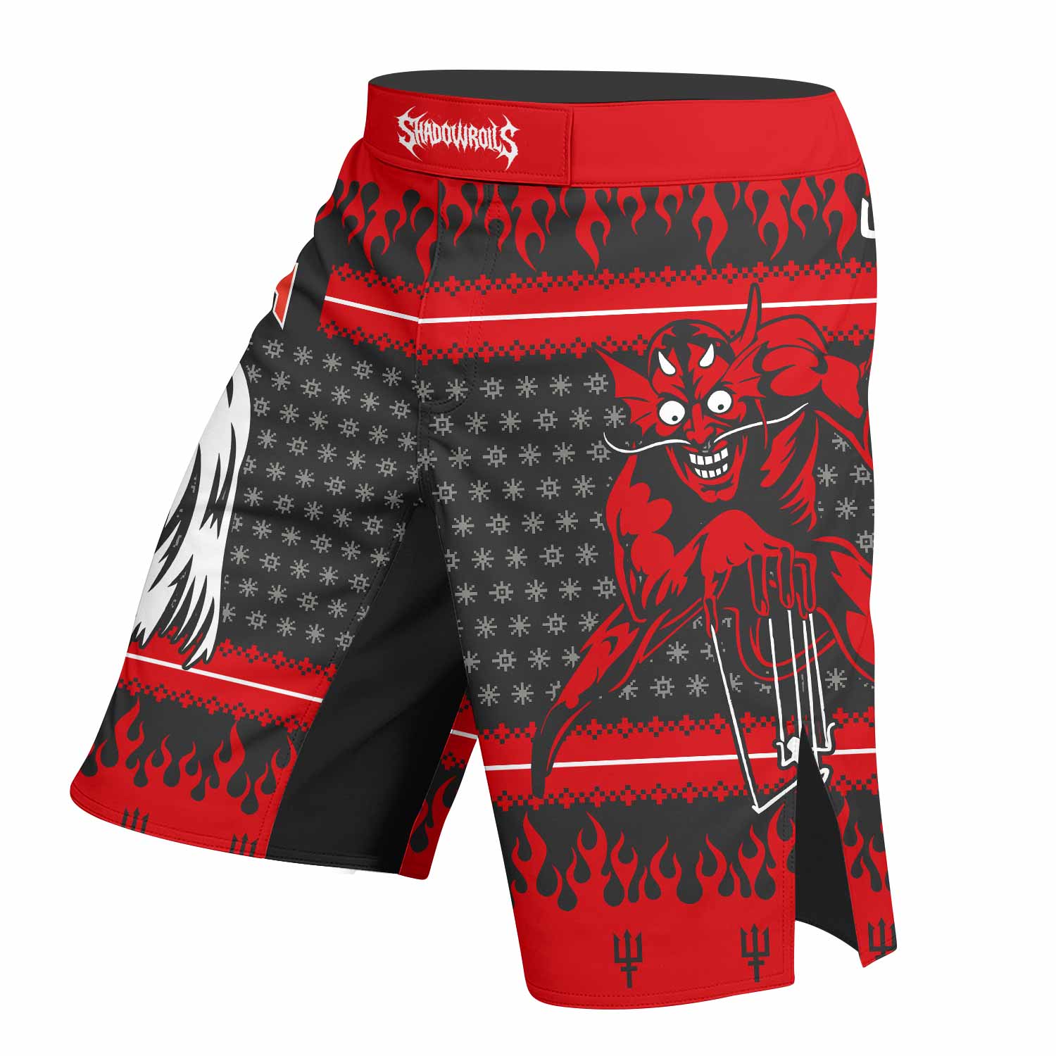 Iron Maiden Devil Fight Shorts - Durable MMA & Training Shorts - left side mockup