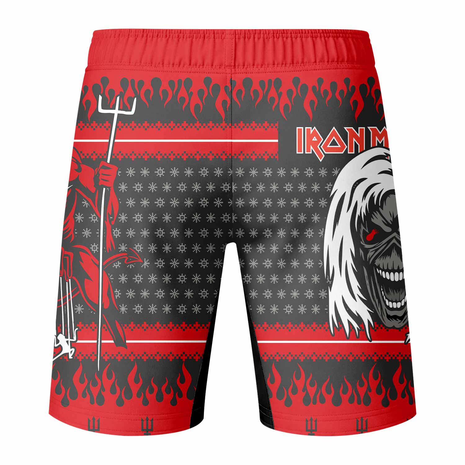 Iron Maiden Devil Fight Shorts - Durable MMA & Training Shorts - back view mockup