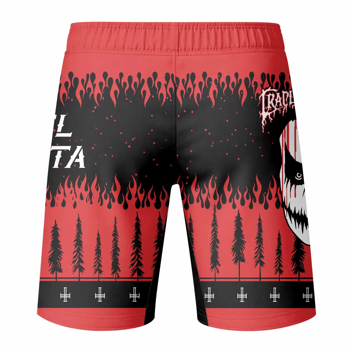 Cradle of Filth Hail Santa Fight Shorts | MMA & BJJ Performance - back view mockup