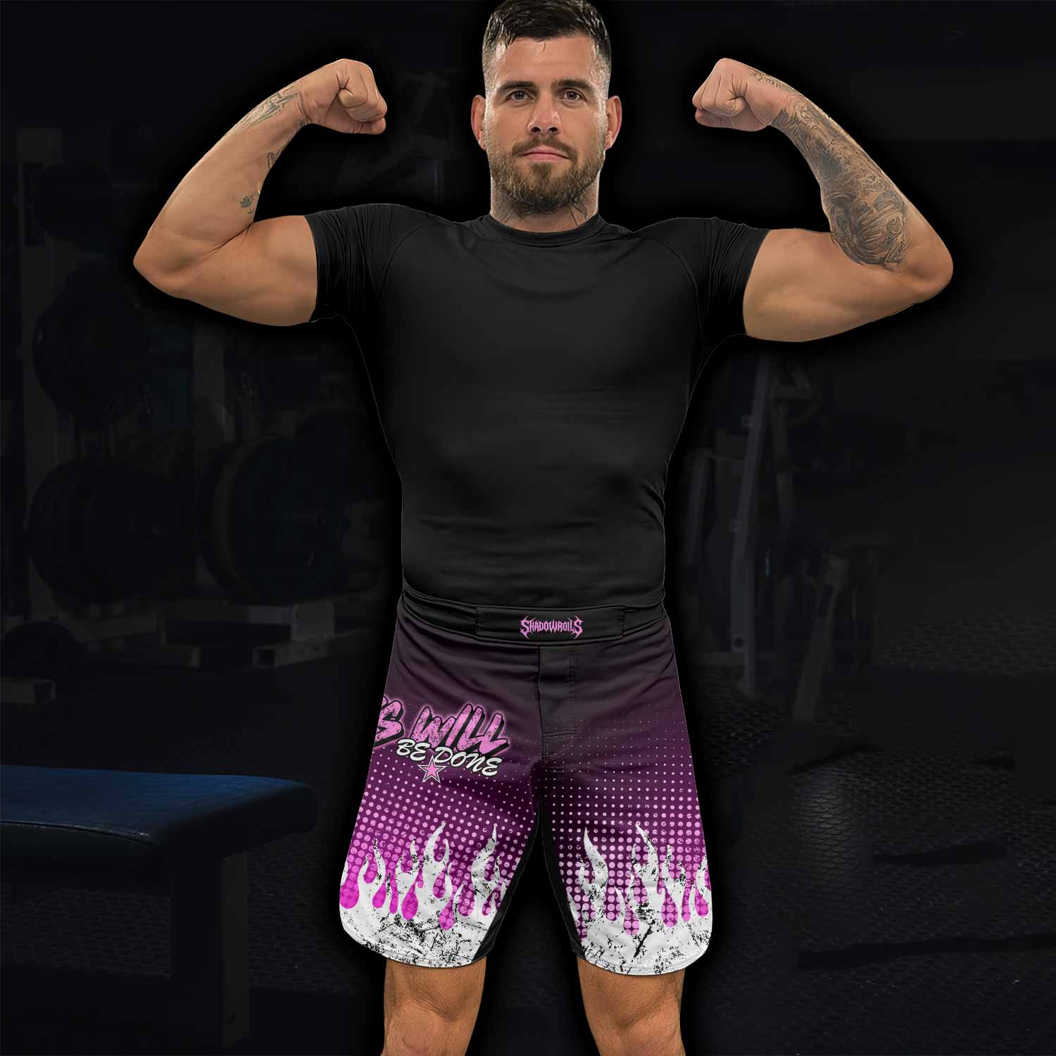 God's Will Be Done Fight Shorts - Durable Fight Shorts for MMA & Training - lifestyle view