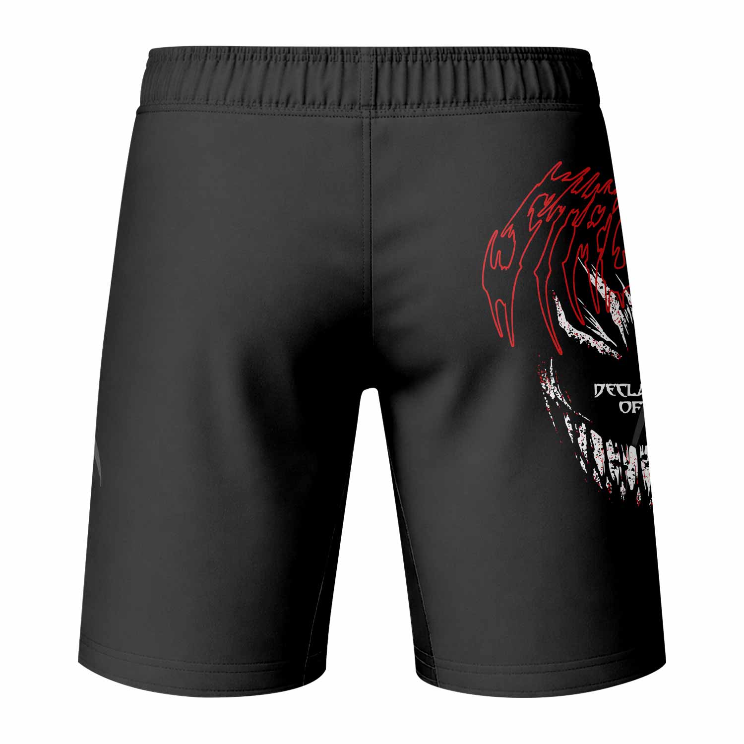 Declaration of War Fight Shorts - Durable MMA & Training Shorts - back view mockup