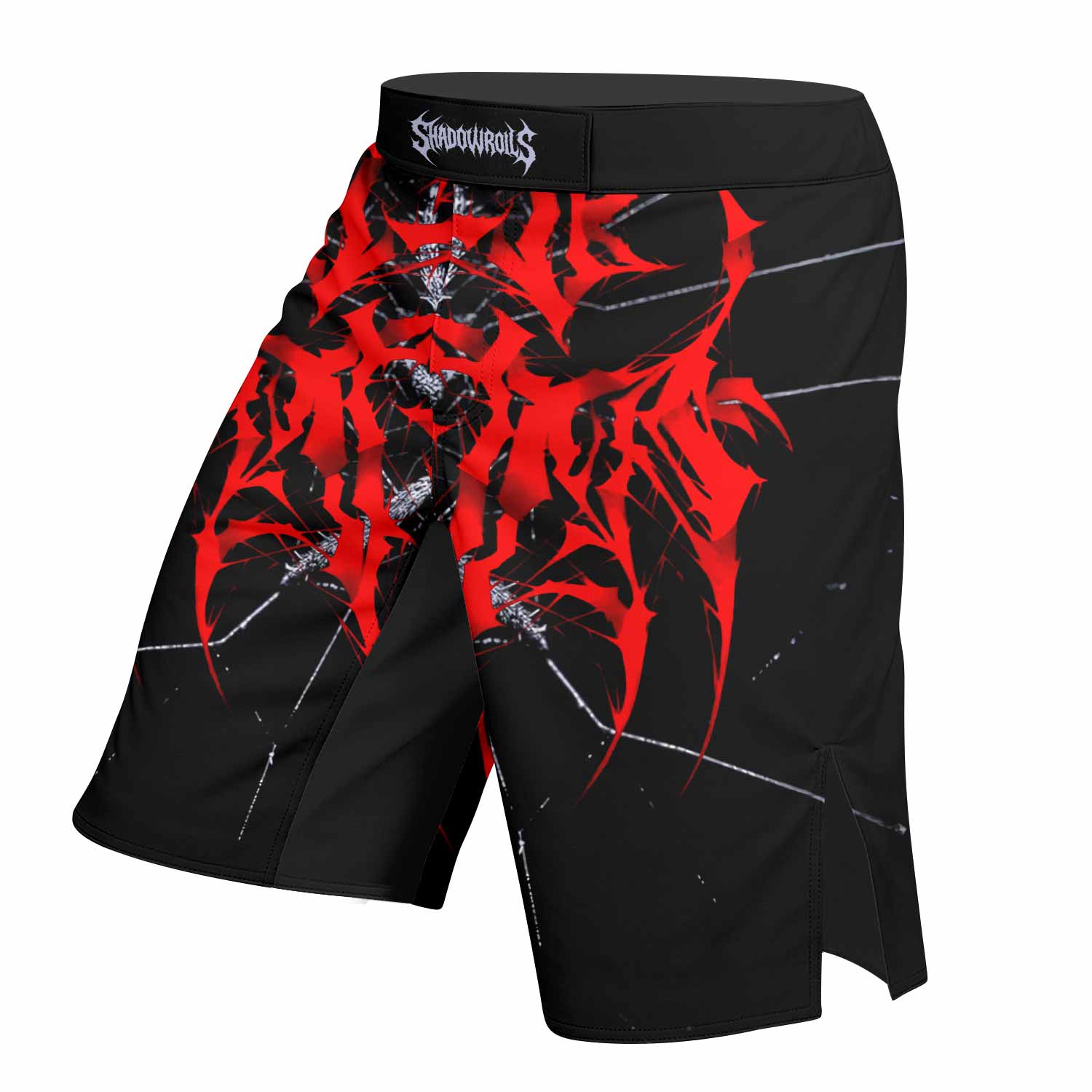 Crimson Arachnid Metal Fight Shorts - Durable MMA Fight Shorts - left side mockup