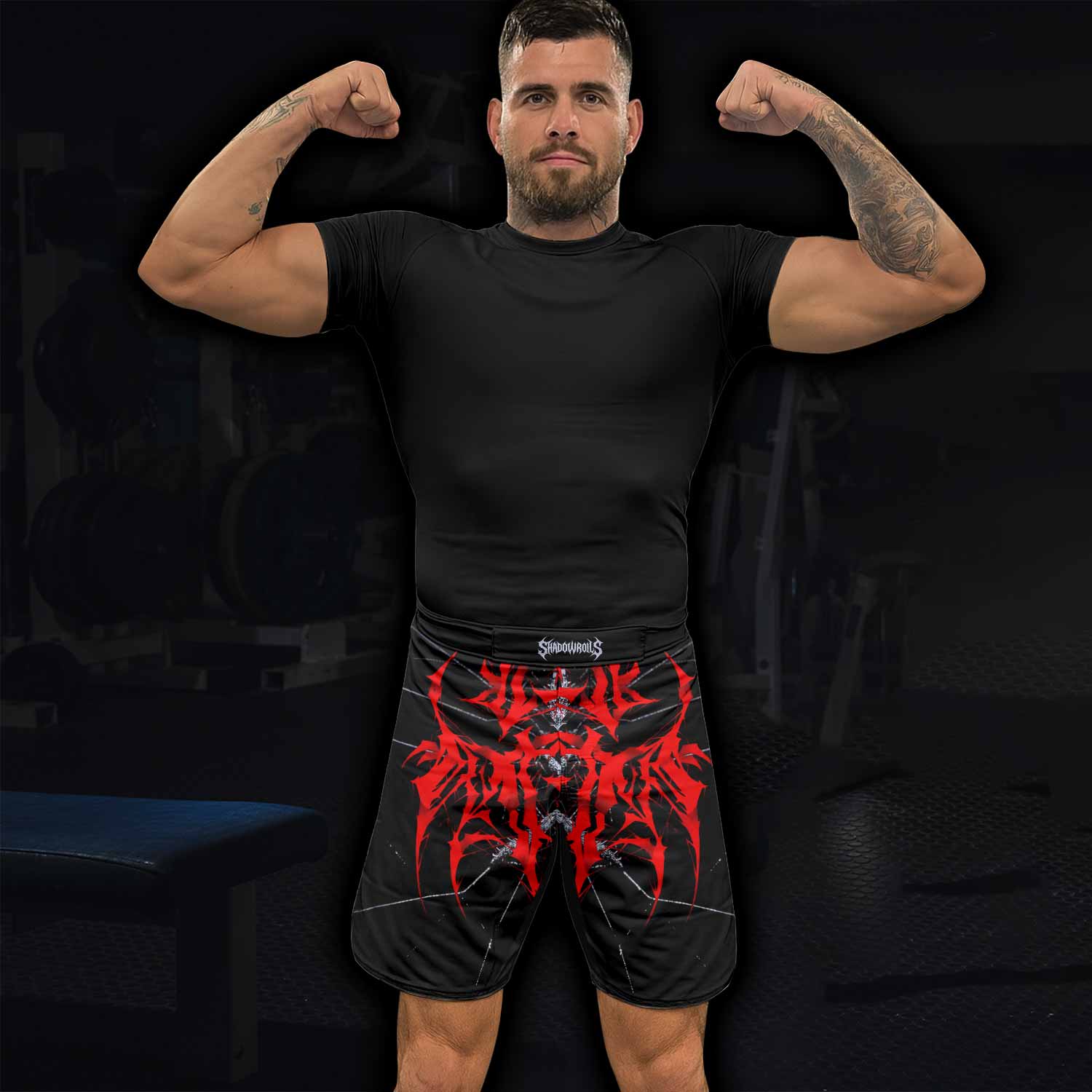 Crimson Arachnid Metal Fight Shorts - Durable MMA Fight Shorts - lifestyle view