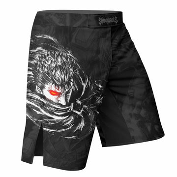Black Swordsman Berserk Fight Shorts | MMA & Training Apparel - right side mockup
