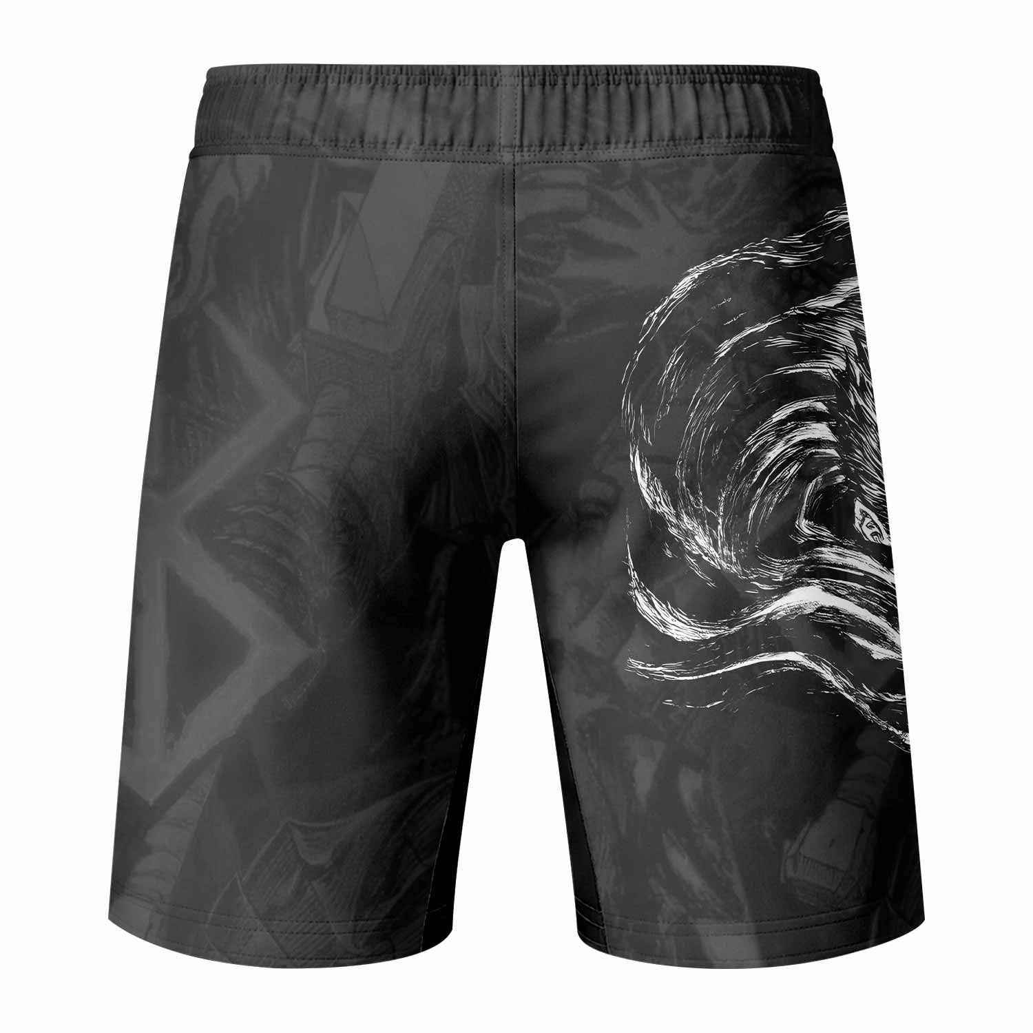 Black Swordsman Berserk Fight Shorts | MMA & Training Apparel - back view mockup
