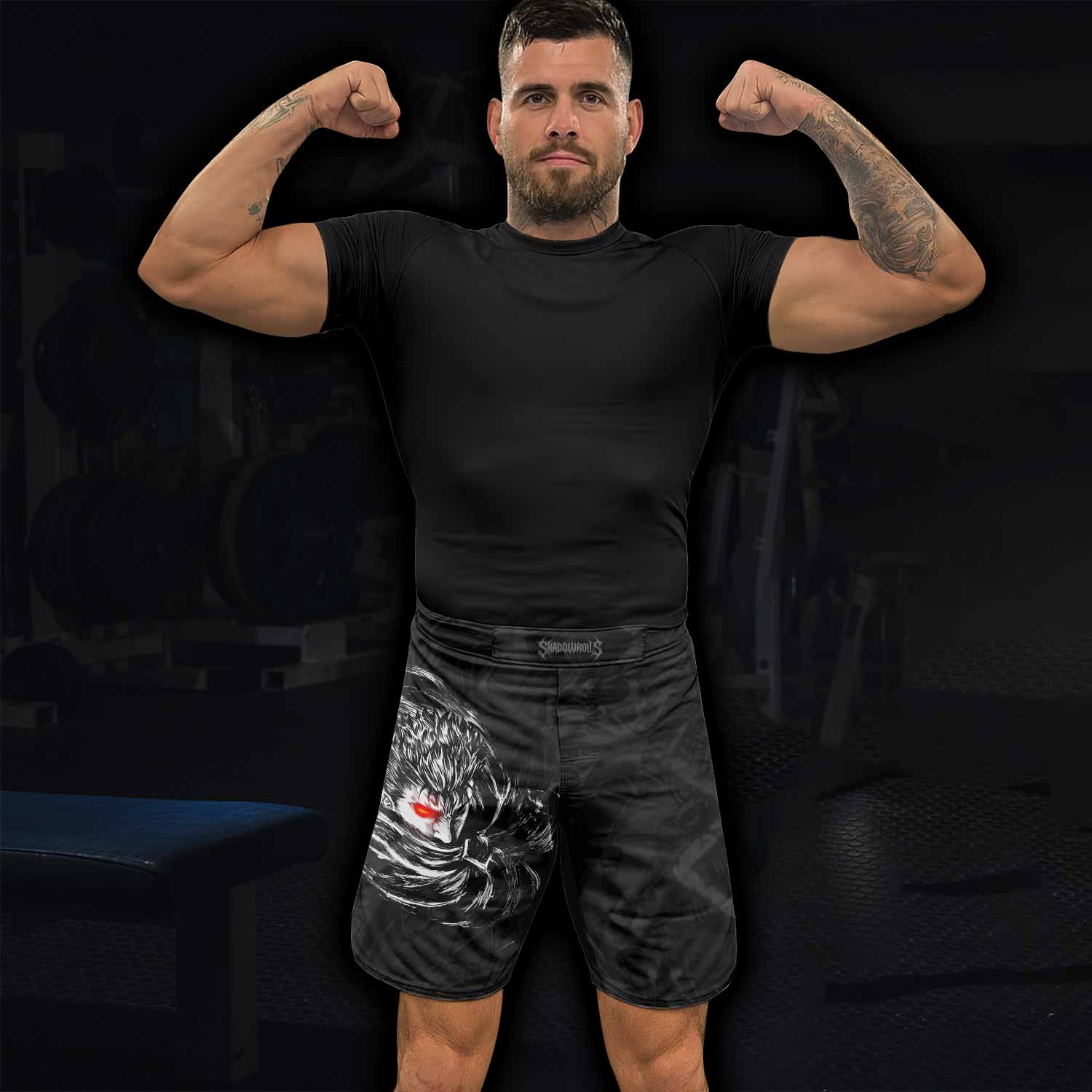 Black Swordsman Berserk Fight Shorts | MMA & Training Apparel - lifestyle view