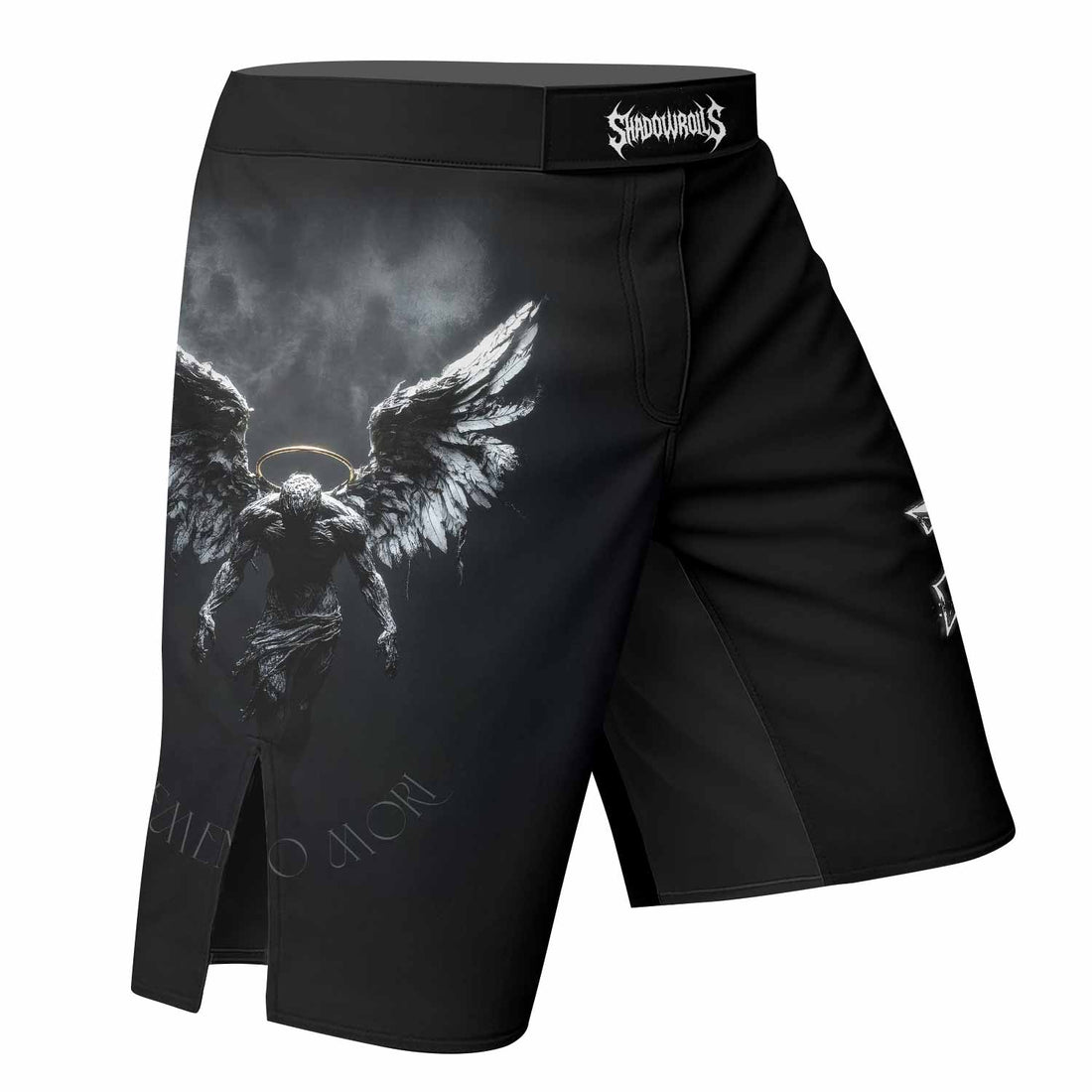 Memento Mori Fight Shorts - Durable, Flexible MMA & BJJ Shorts - right side mockup