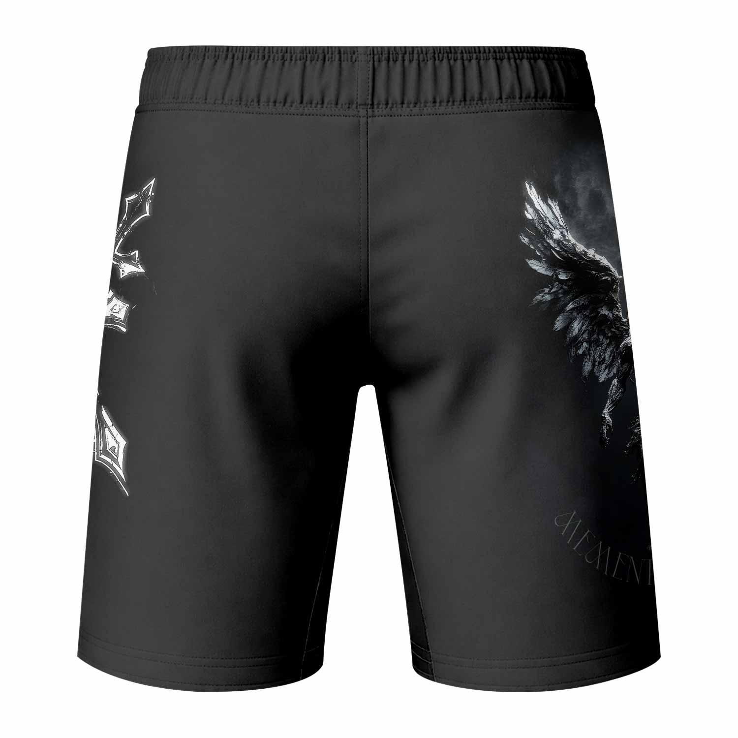 Memento Mori Fight Shorts - Durable, Flexible MMA & BJJ Shorts - back view mockup