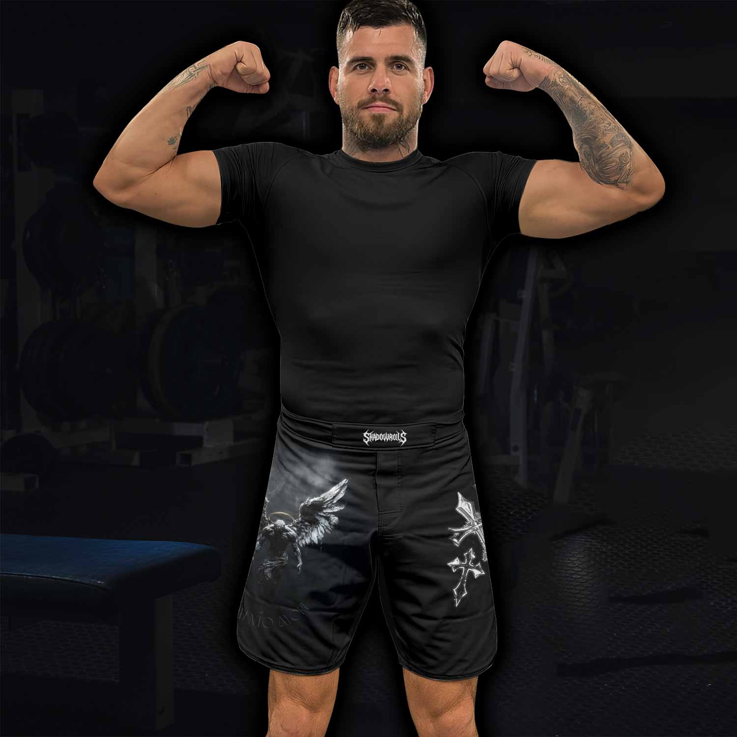 Memento Mori Fight Shorts - Durable, Flexible MMA & BJJ Shorts - lifestyle view