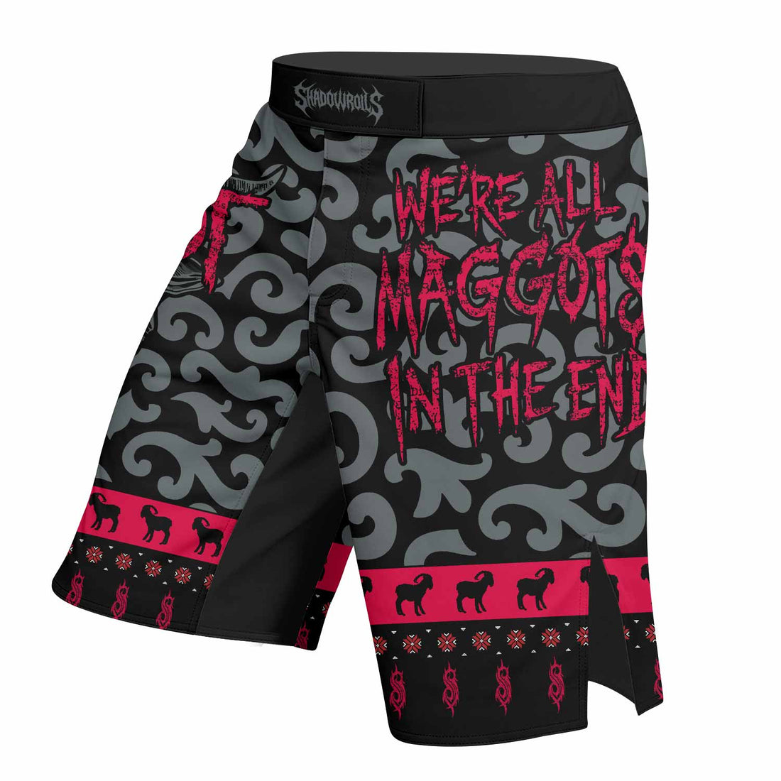 Slipknot Maggots Fight Shorts - Durable MMA Training Shorts - right side mockup
