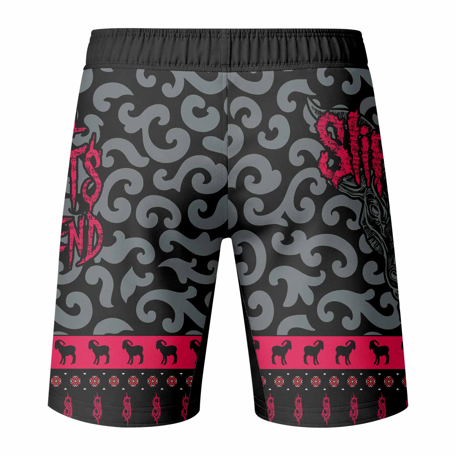 Slipknot Maggots Fight Shorts - Durable MMA Training Shorts - back view mockup