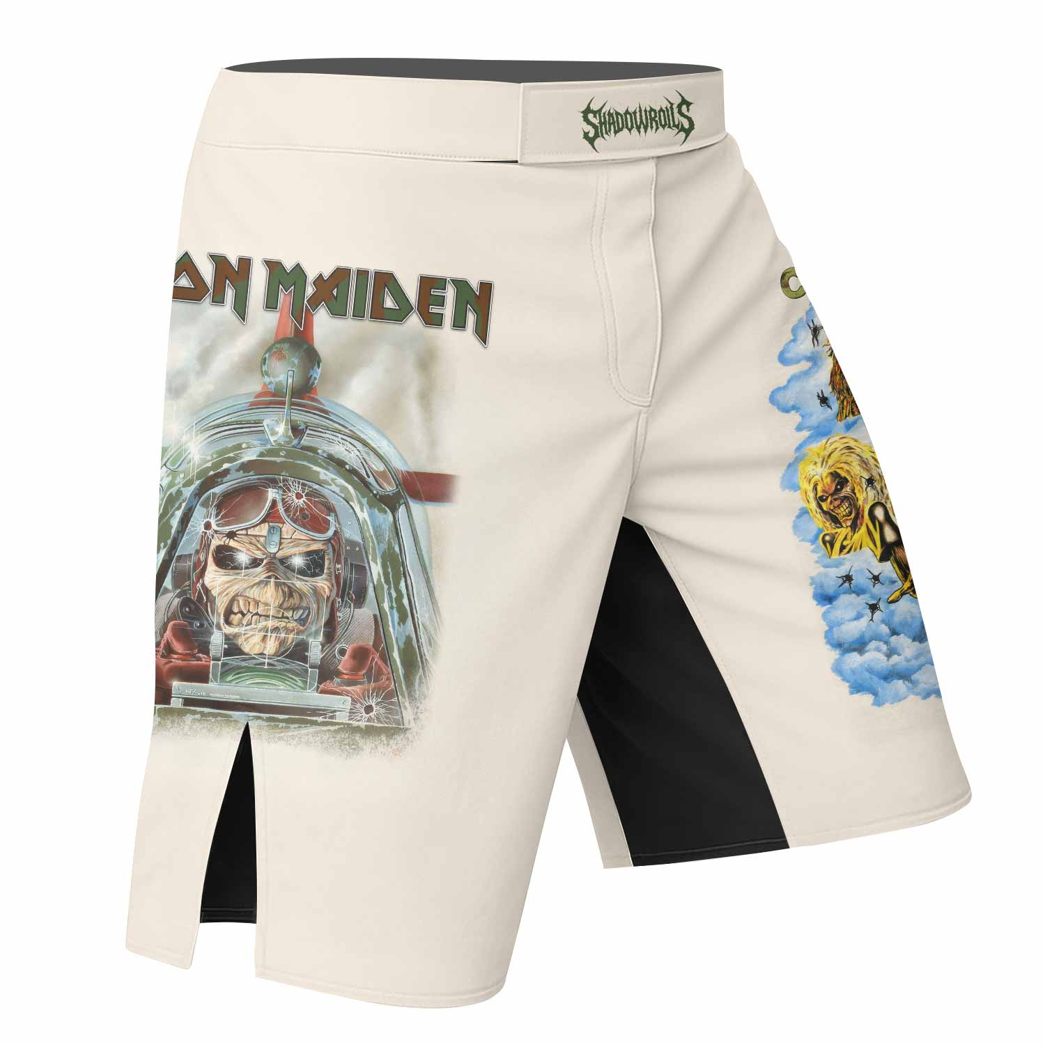 Iron Maiden Aces High Chokes Tight Fight Shorts - MMA, BJJ, Boxing - right side mockup