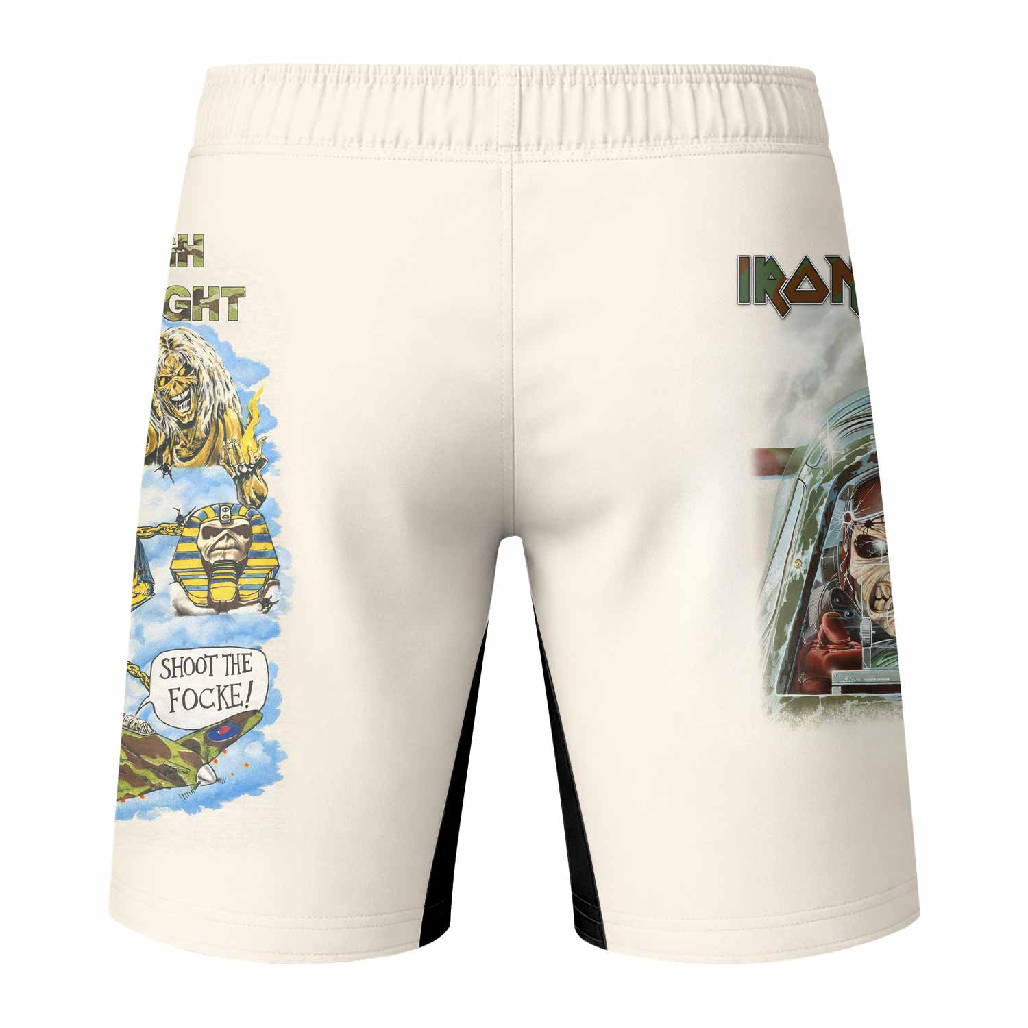 Iron Maiden Aces High Chokes Tight Fight Shorts - MMA, BJJ, Boxing - back view mockup