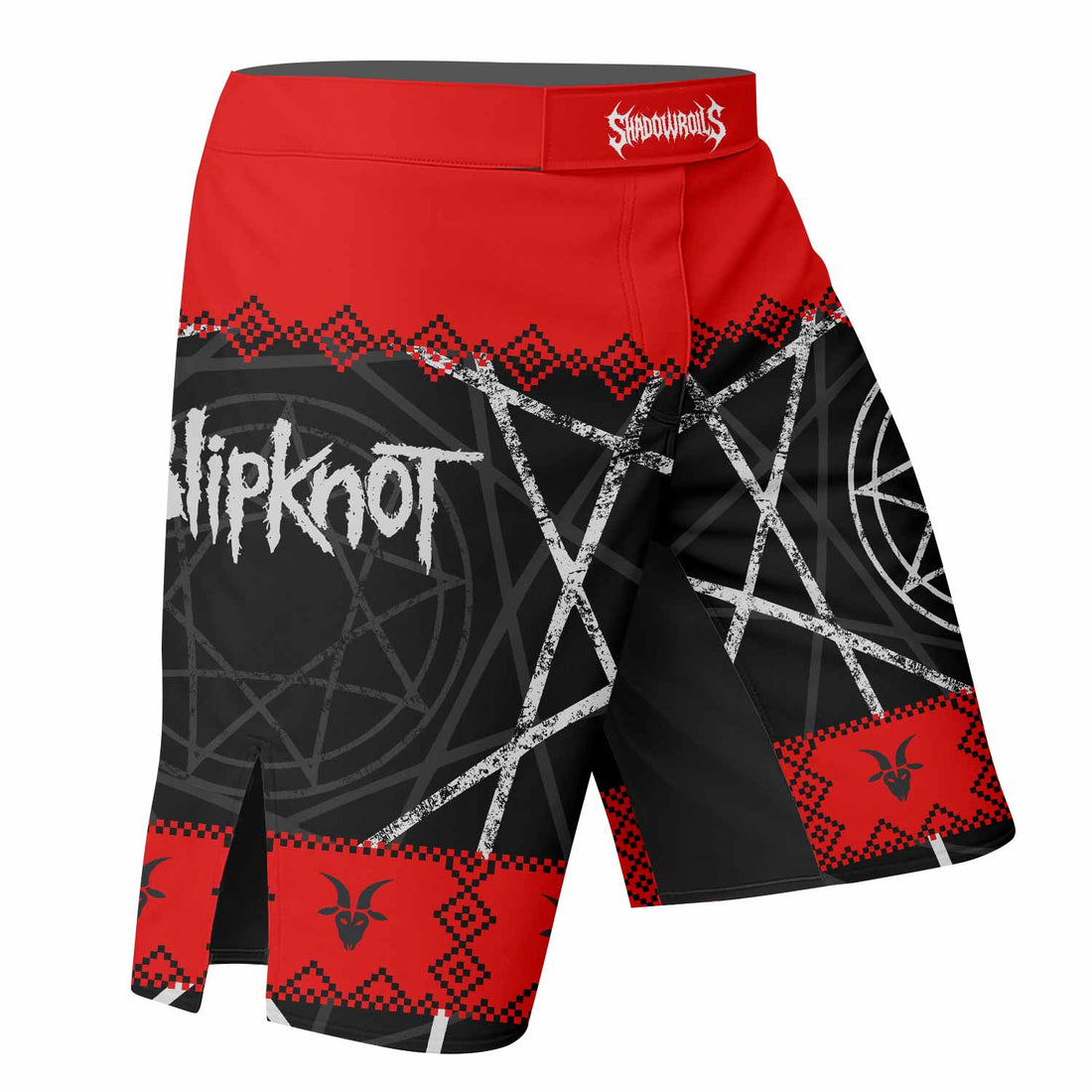 Baphomet Slipknot Fight Shorts - Durable MMA, BJJ & Boxing Gear - right side mockup