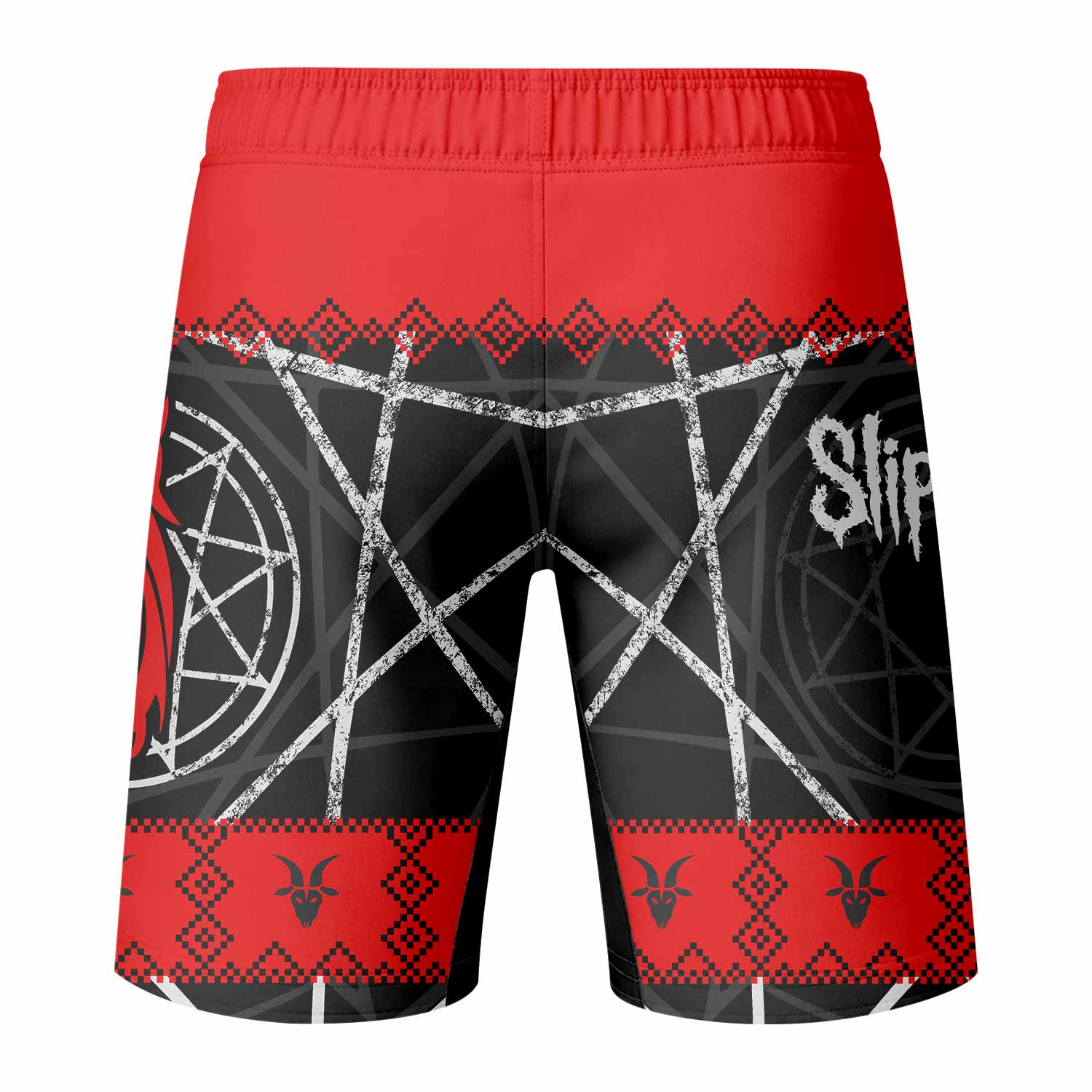 Baphomet Slipknot Fight Shorts - Durable MMA, BJJ & Boxing Gear - back view mockup