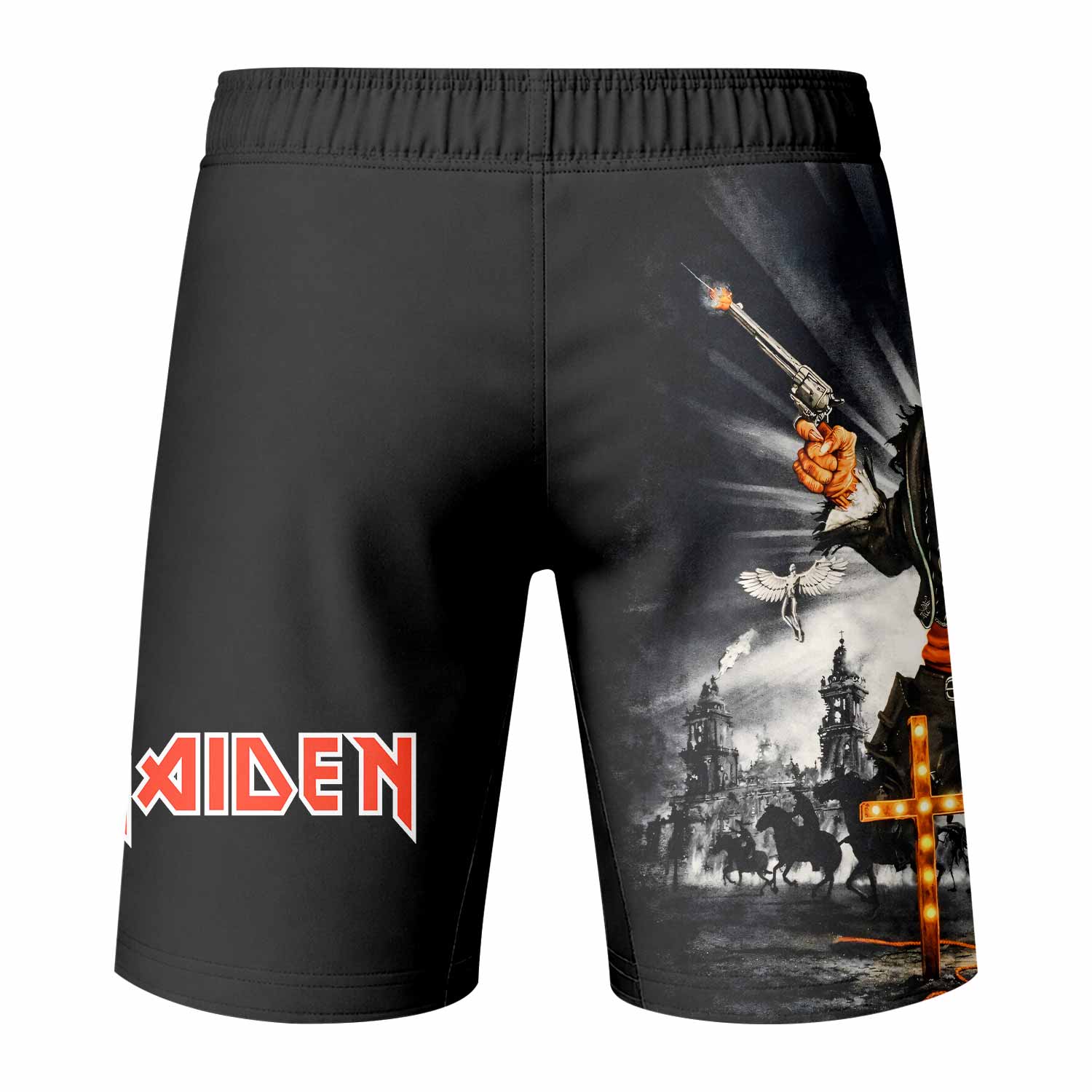 Iron Maiden Nights Of The Dead Fight Shorts – Durable MMA Sportswear - back view mockup