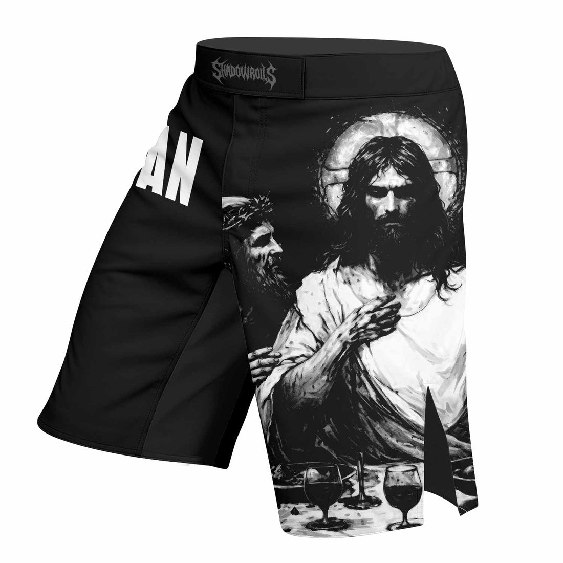 God's Plan Fight Shorts – Durable Fight Shorts for MMA & Training - right side mockup
