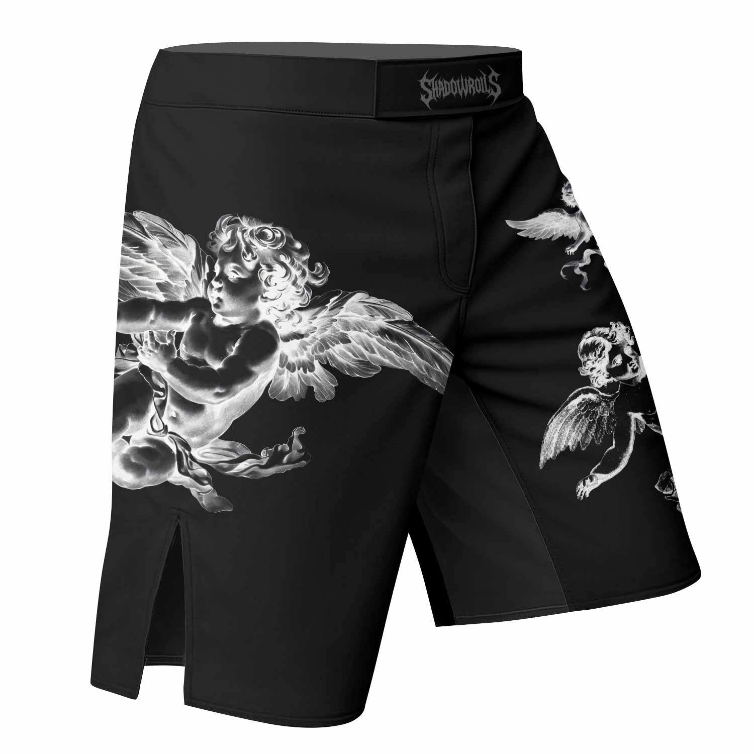 Angels of Solace Fight Shorts – Durable MMA & BJJ Training Gear - right side mockup