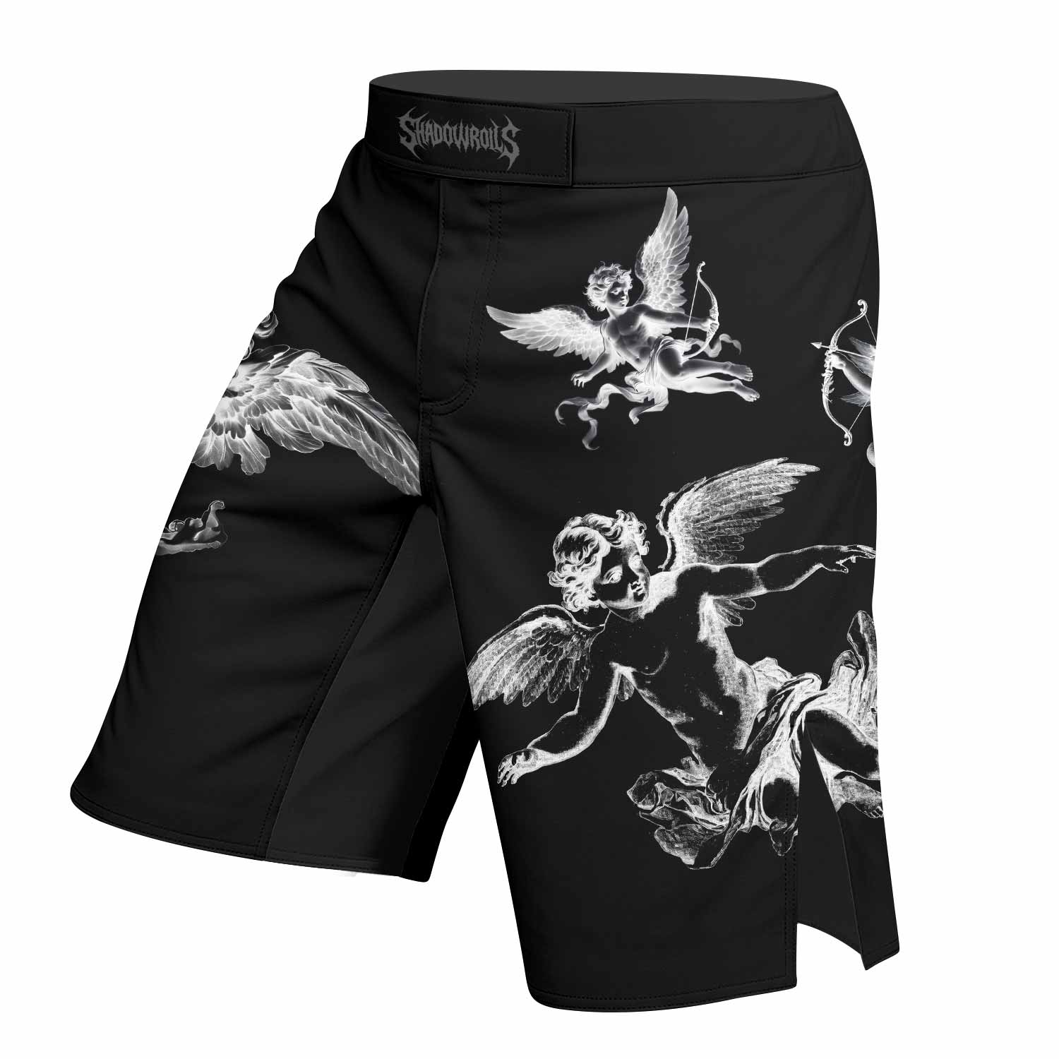 Angels of Solace Fight Shorts – Durable MMA & BJJ Training Gear - left side mockup