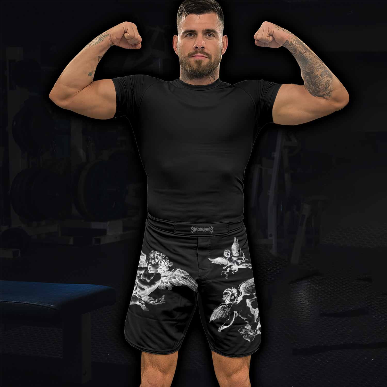 Angels of Solace Fight Shorts – Durable MMA & BJJ Training Gear - lifestyle view