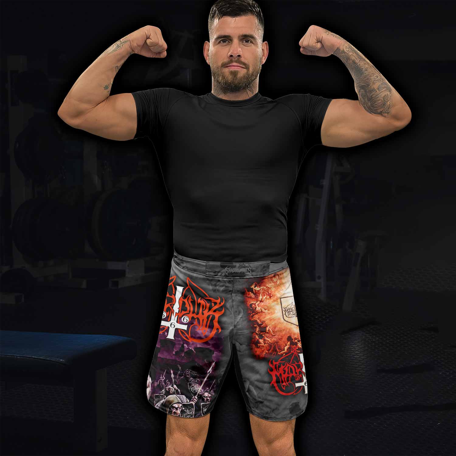 Marduk Heaven Shall Burn Fight Shorts – Durable MMA & Training Shorts - lifestyle view