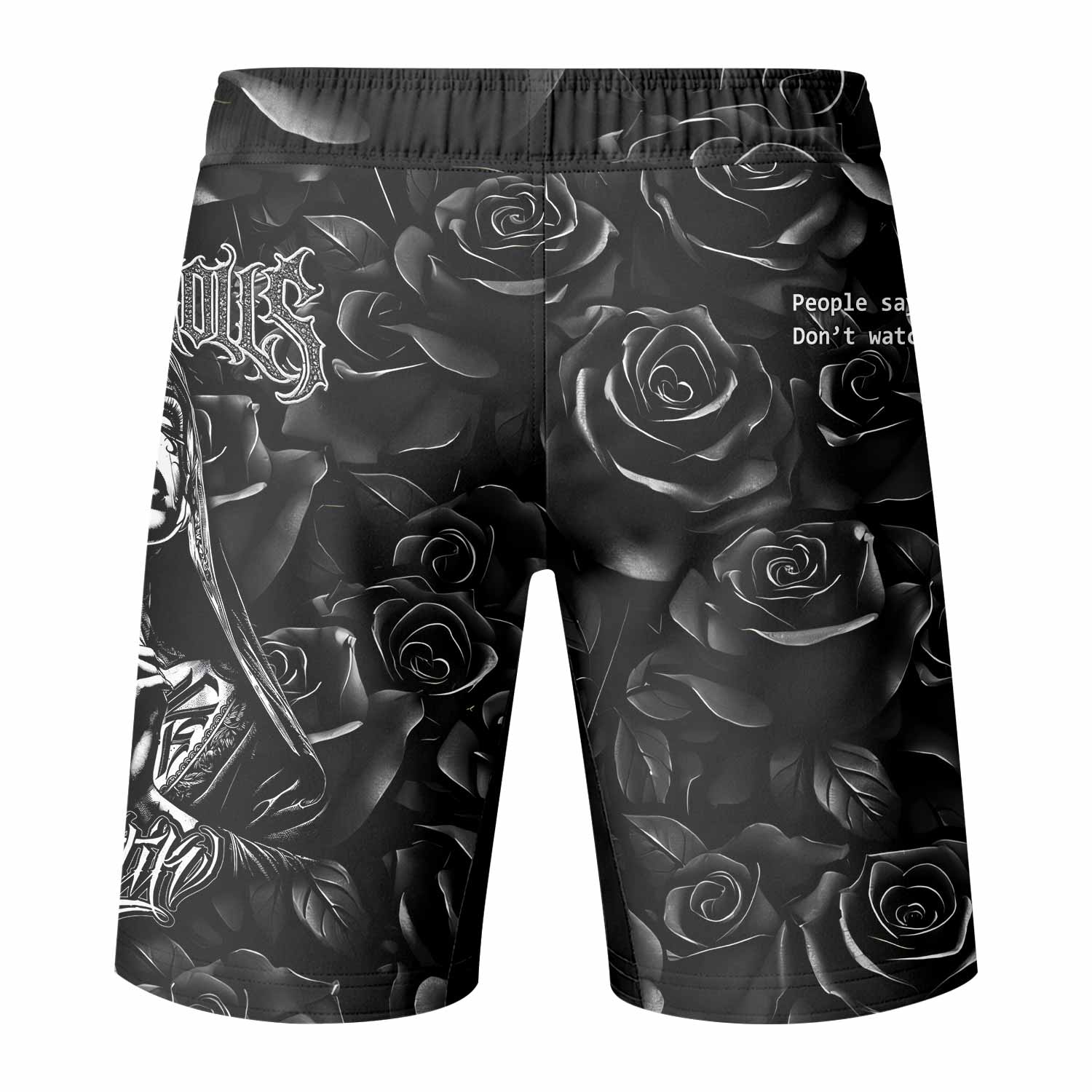 Pray for the Rave Fight Shorts – Durable MMA and Training Gear - back view mockup