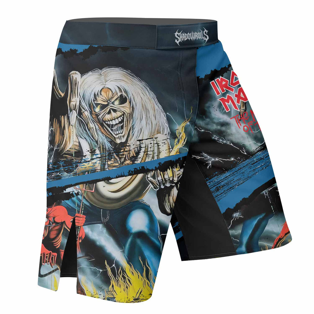 Iron Maiden The Number of the Beast Fight Shorts | Durable MMA Shorts - right side mockup