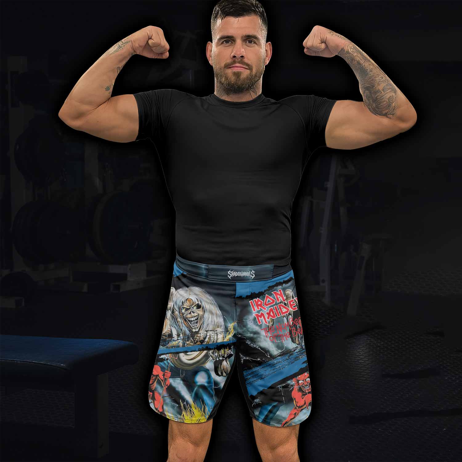 Iron Maiden The Number of the Beast Fight Shorts | Durable MMA Shorts - lifestyle view