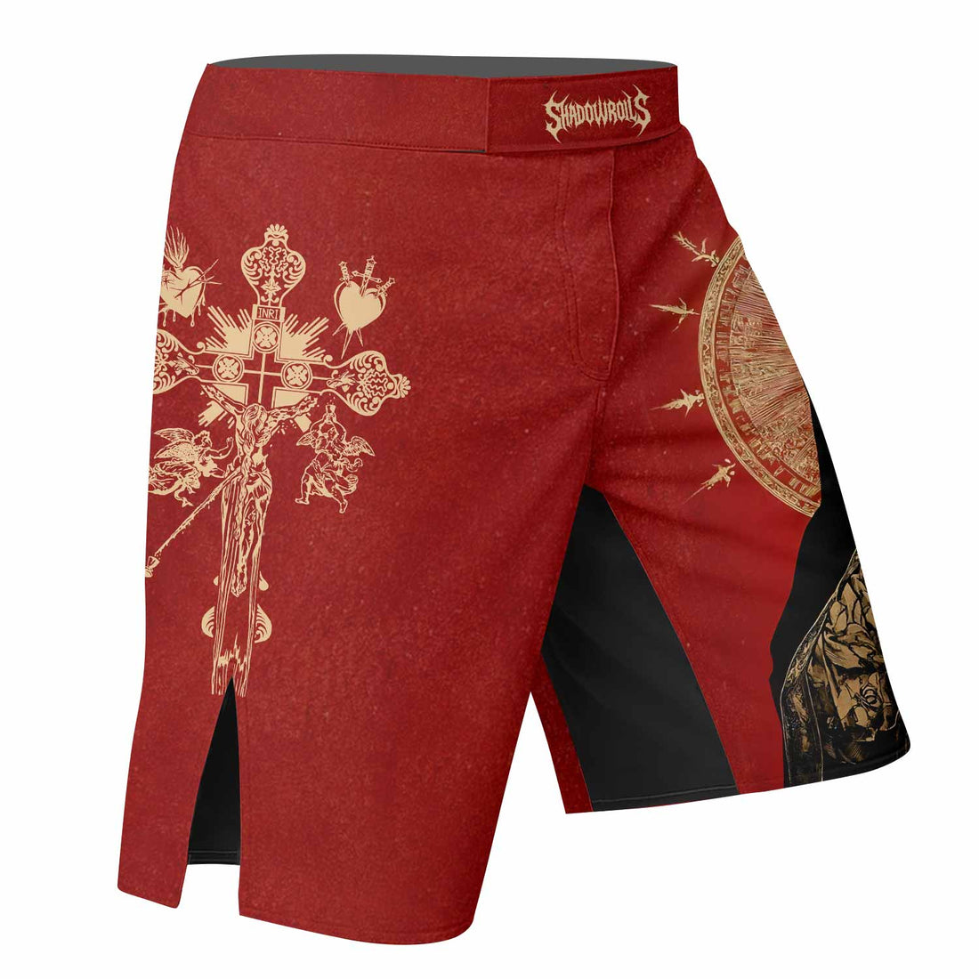 Mother of Sorrows Fight Shorts – Durable MMA Fight Shorts - right side mockup