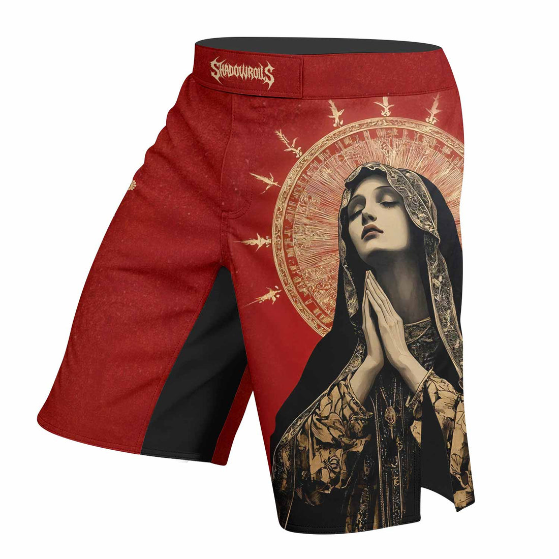 Mother of Sorrows Fight Shorts – Durable MMA Fight Shorts - right side mockup