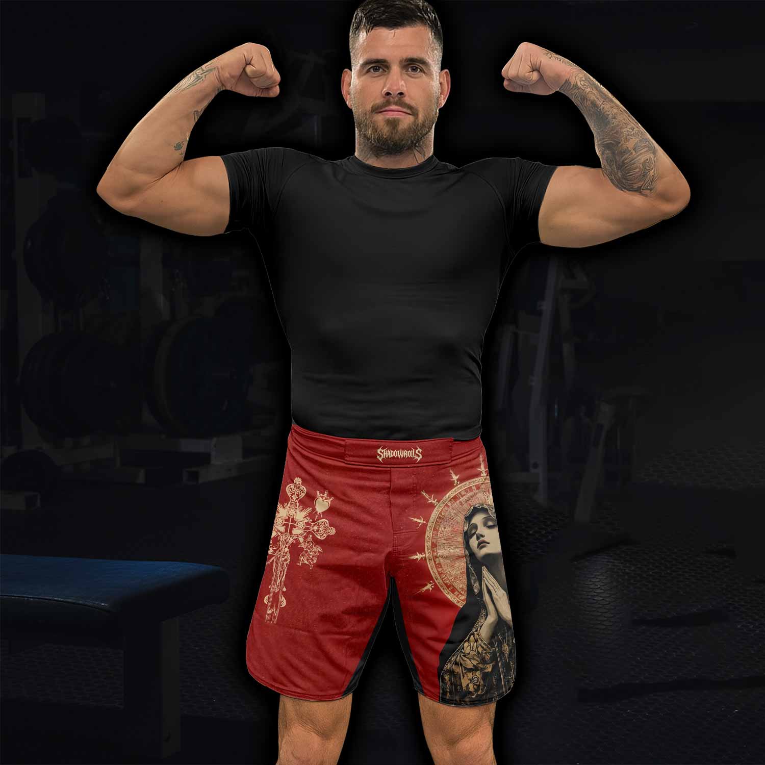 Mother of Sorrows Fight Shorts – Durable MMA Fight Shorts - lifestyle view