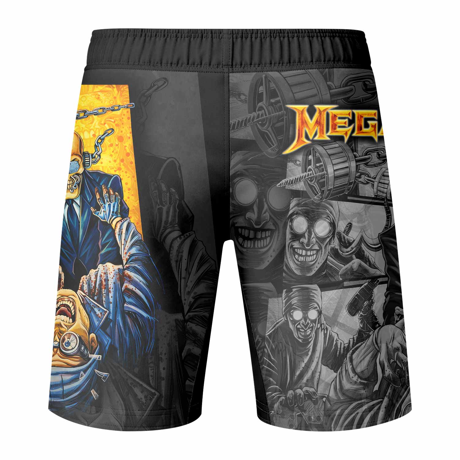 Megadeth Bloodstock Euro Tour Fight Shorts | MMA & BJJ Gear - back view mockup