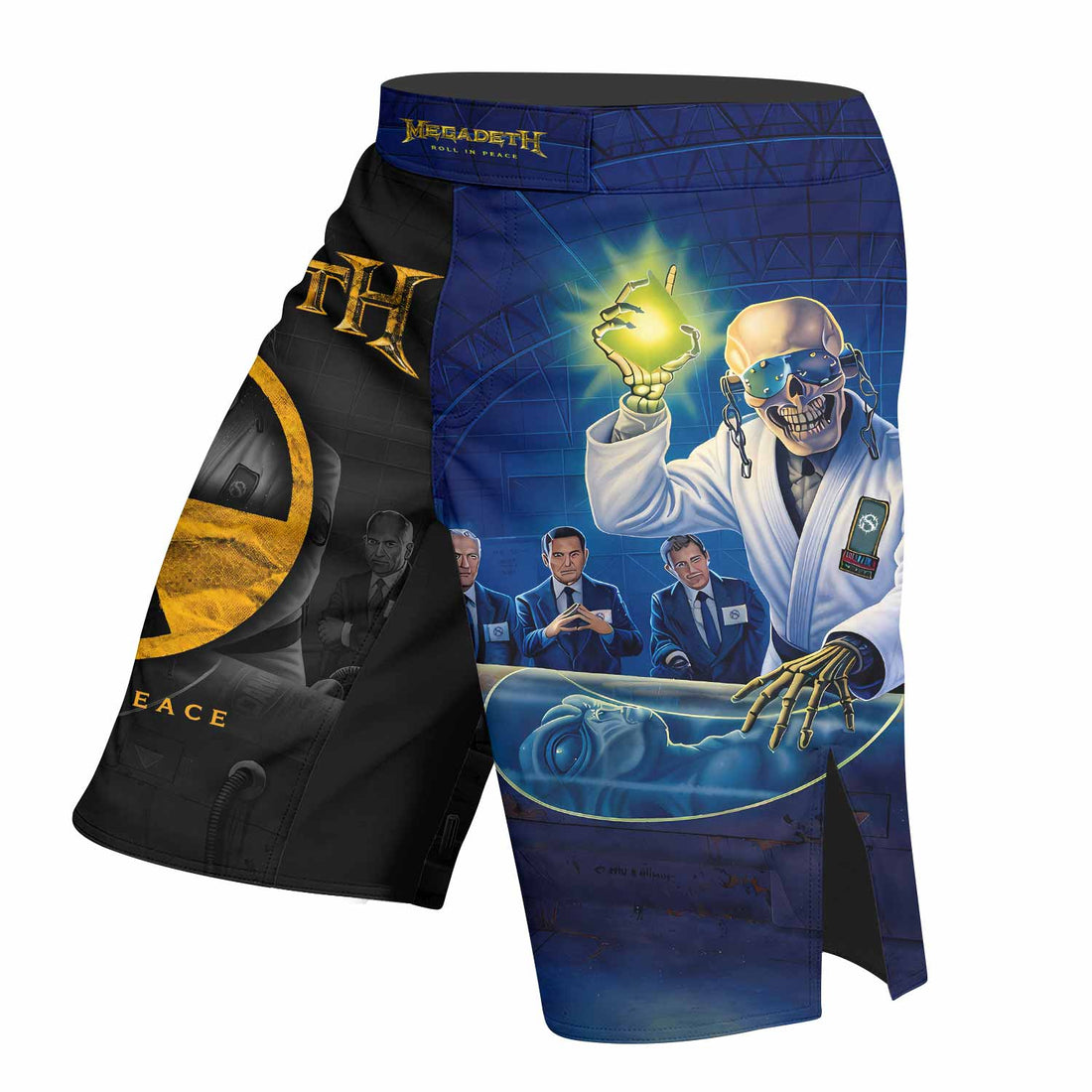 Megadeth Roll In Peace Fight Shorts – Durable MMA & BJJ Gear - right side mockup