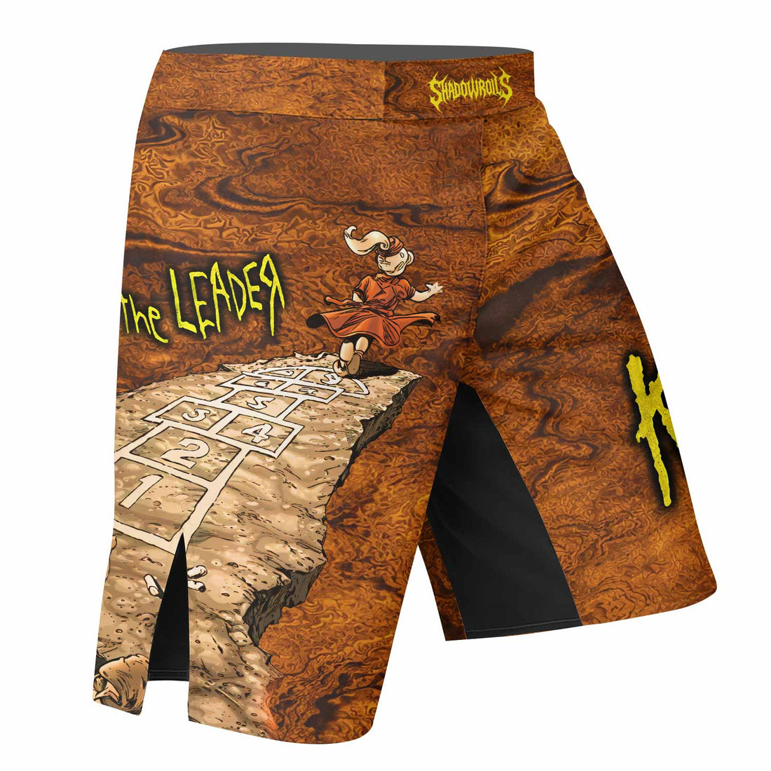 Follow the Leader Korn Fight Shorts – Durable MMA Fight Shorts - right side mockup