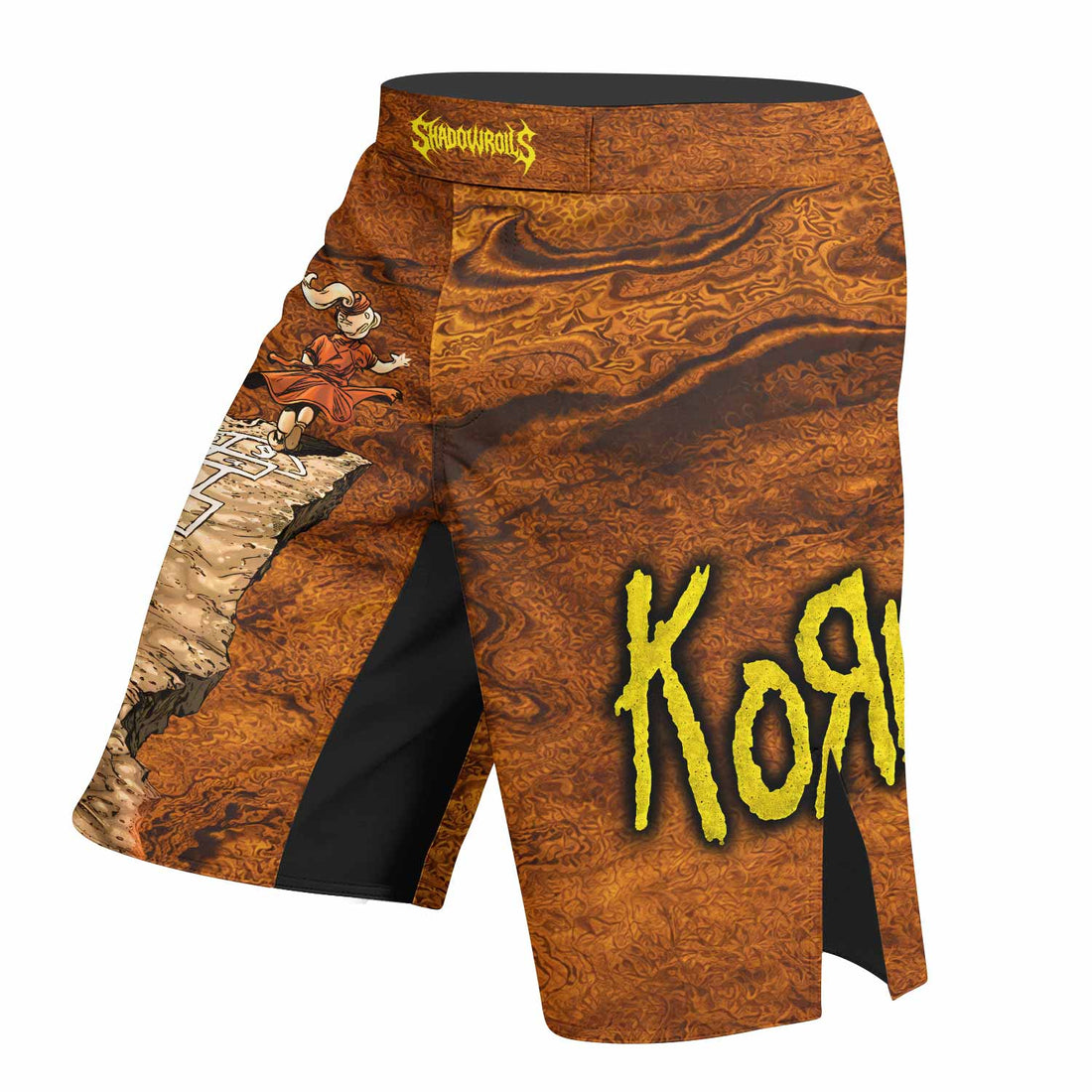 Follow the Leader Korn Fight Shorts – Durable MMA Fight Shorts - right side mockup