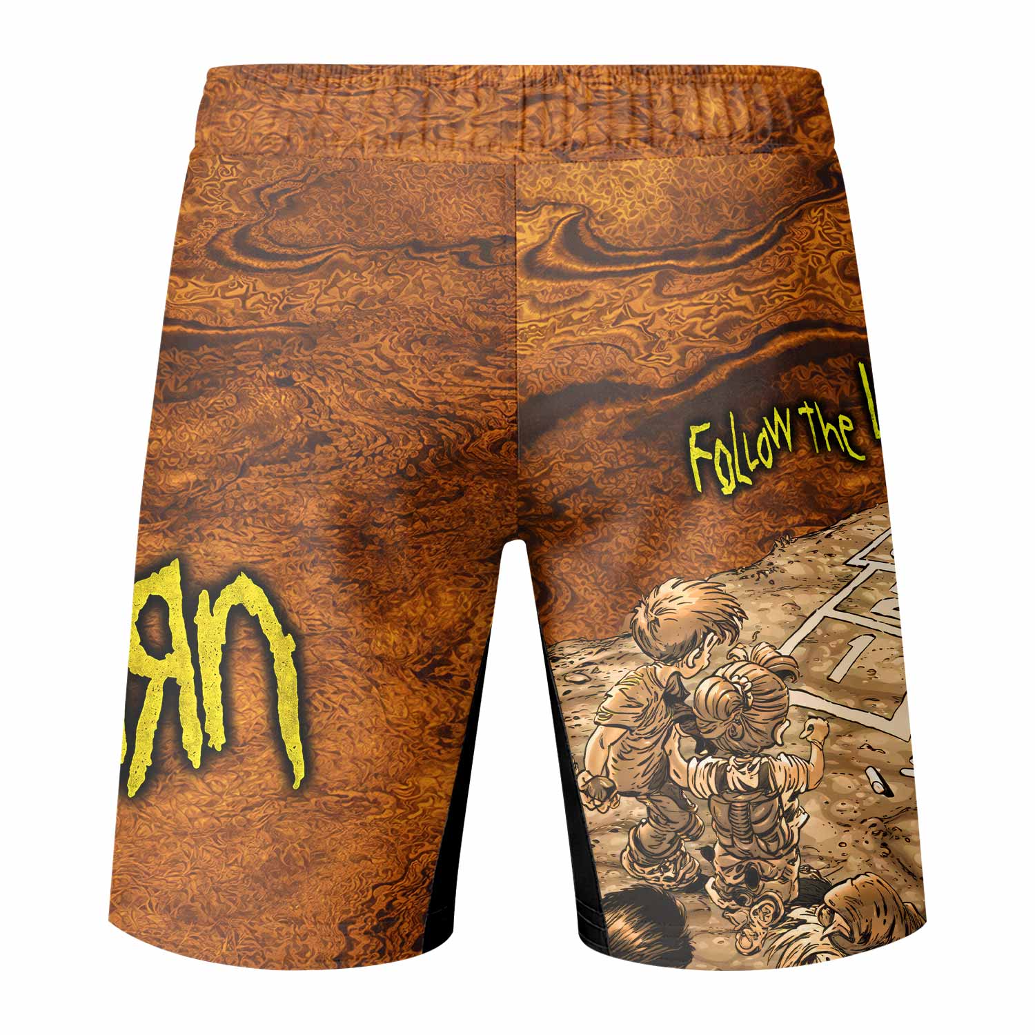 Follow the Leader Korn Fight Shorts – Durable MMA Fight Shorts - back view mockup