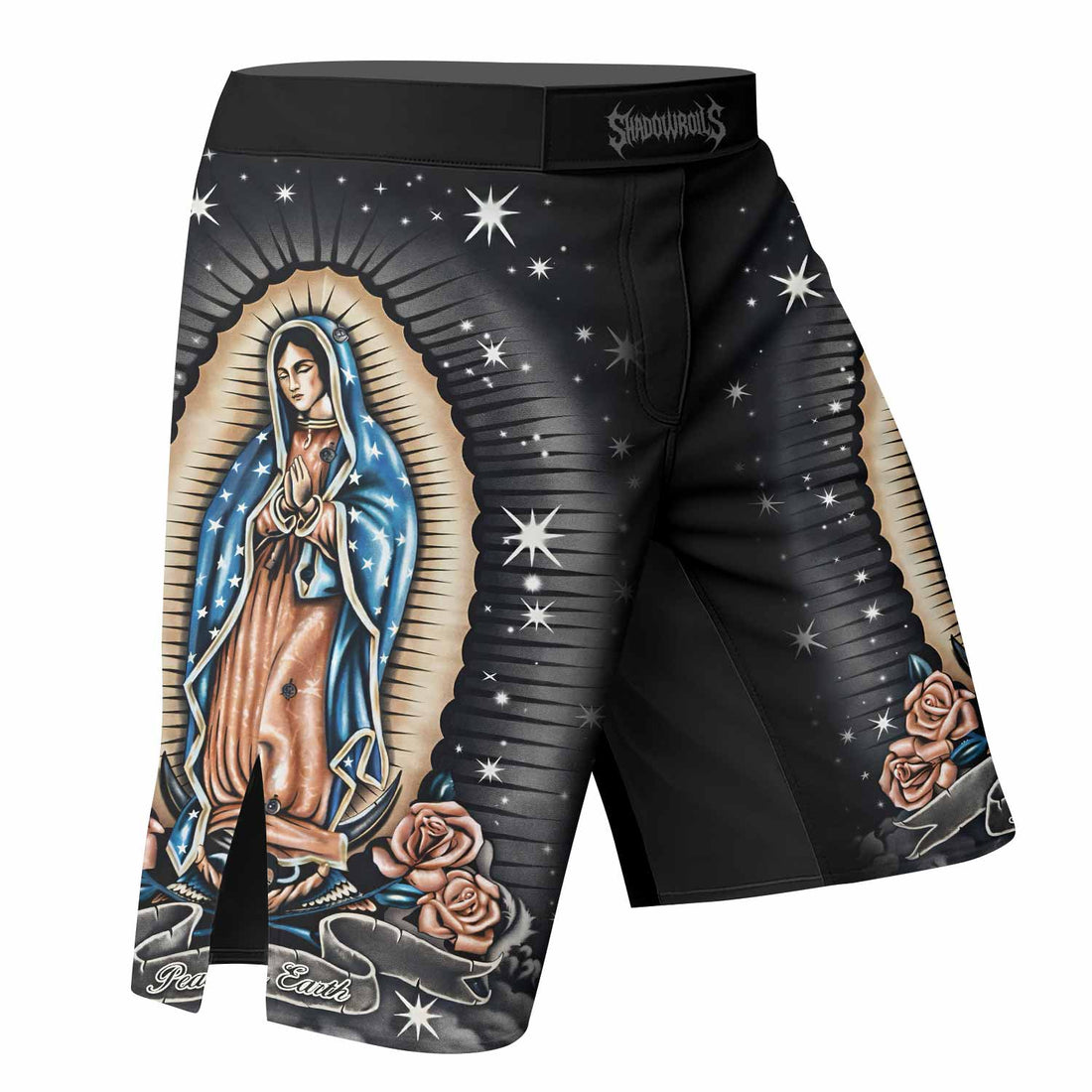 Peace on Earth Fight Shorts – Durable MMA, BJJ & Boxing Shorts - right side mockup