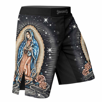 Peace on Earth Fight Shorts – Durable MMA, BJJ & Boxing Shorts - right side mockup