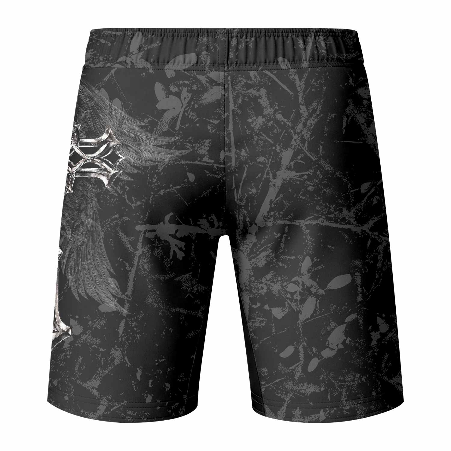 Crown of Thorns Cross Fight Shorts | MMA & BJJ Training Gear - back view mockup