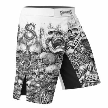 Memento Mori Skull Fight Shorts – Durable MMA, BJJ & Boxing Shorts - right side mockup