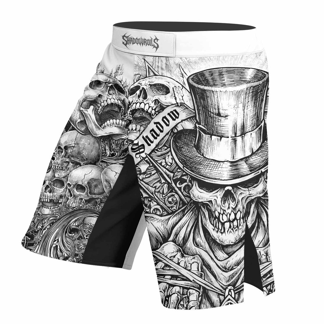 Memento Mori Skull Fight Shorts – Durable MMA, BJJ & Boxing Shorts - right side mockup