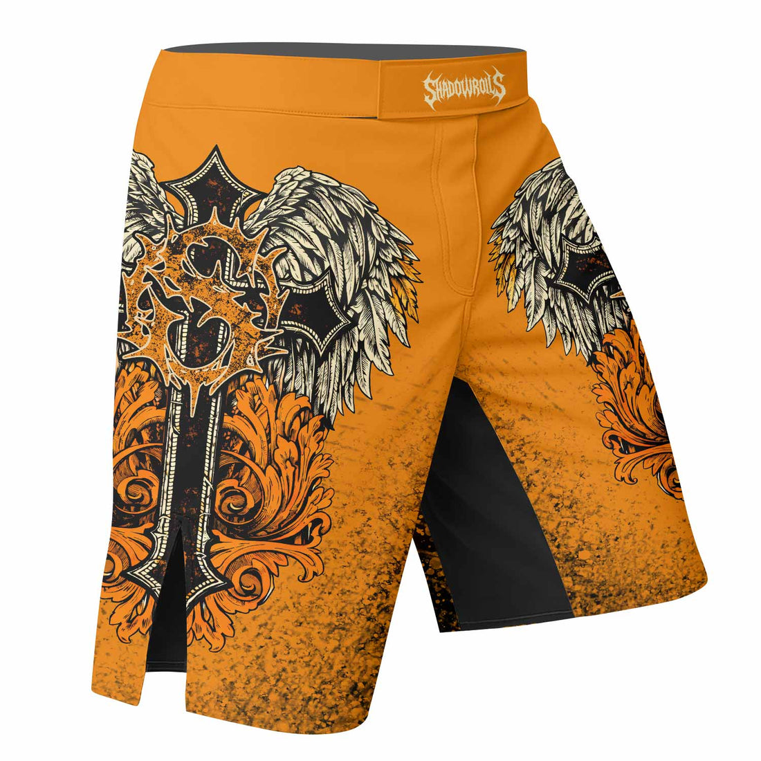 Faith Over Fear Crown Cross Fight Shorts | MMA & Training Gear - right side mockup