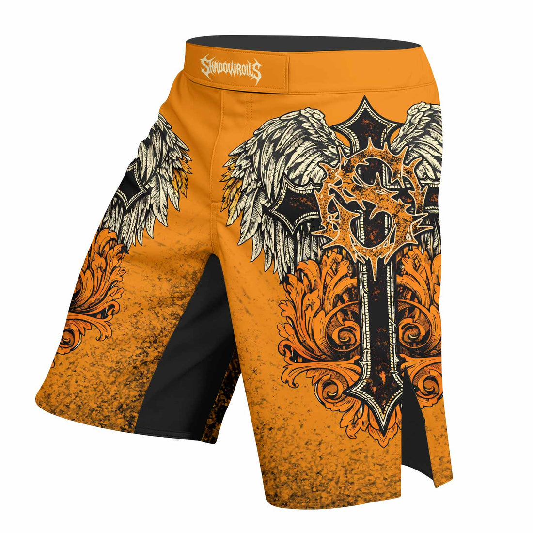 Faith Over Fear Crown Cross Fight Shorts | MMA & Training Gear - right side mockup
