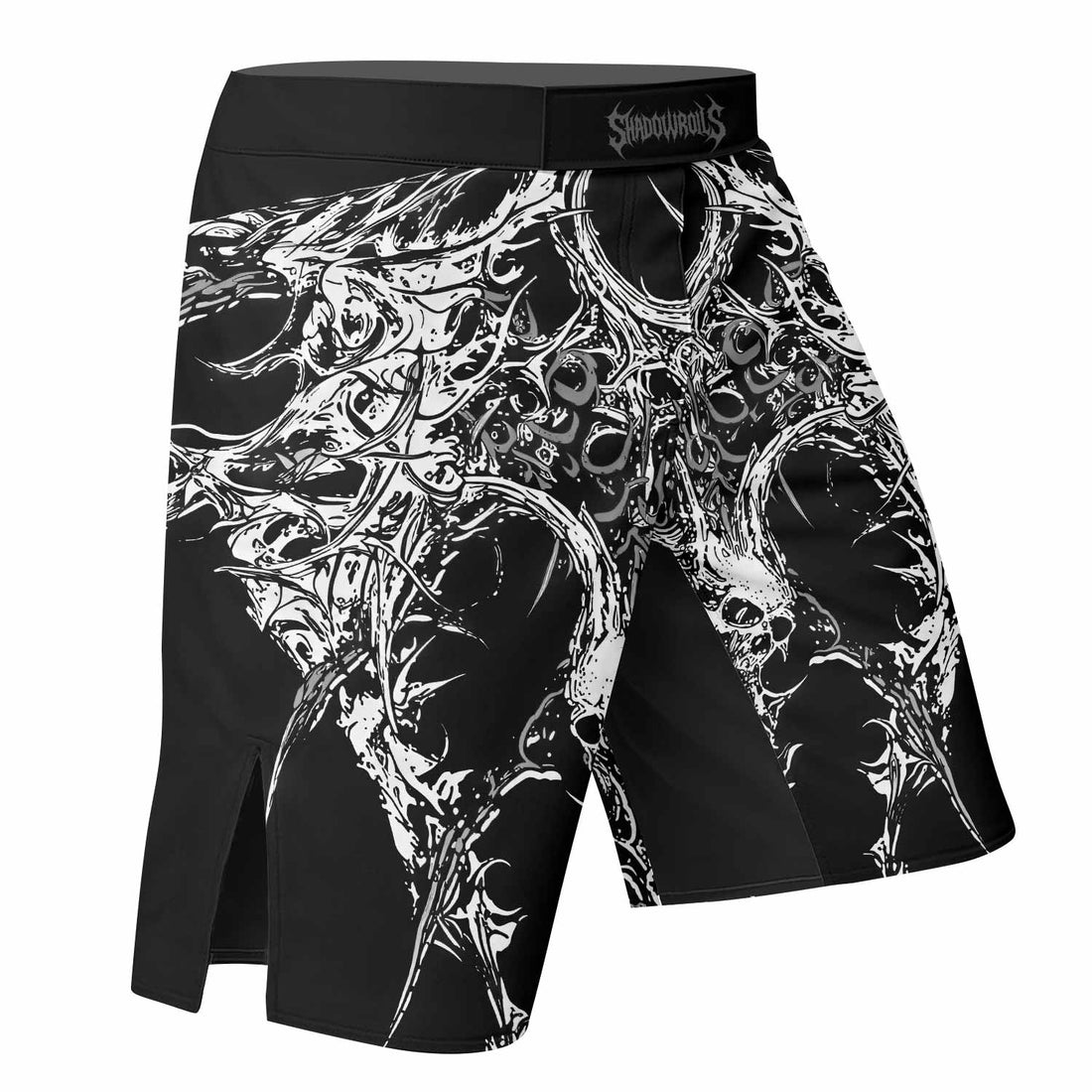 Mortalis Dark Spine Fight Shorts – Durable MMA & Training Shorts - right side mockup