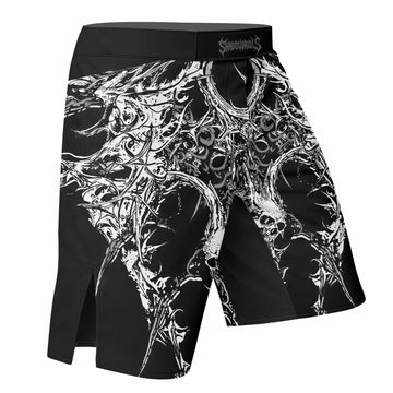 Mortalis Dark Spine Fight Shorts – Durable MMA & Training Shorts - right side mockup