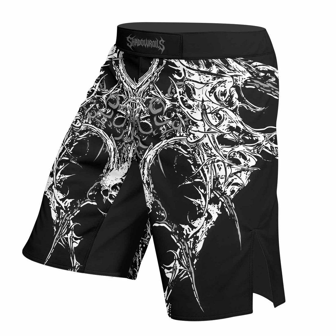 Mortalis Dark Spine Fight Shorts – Durable MMA & Training Shorts - right side mockup