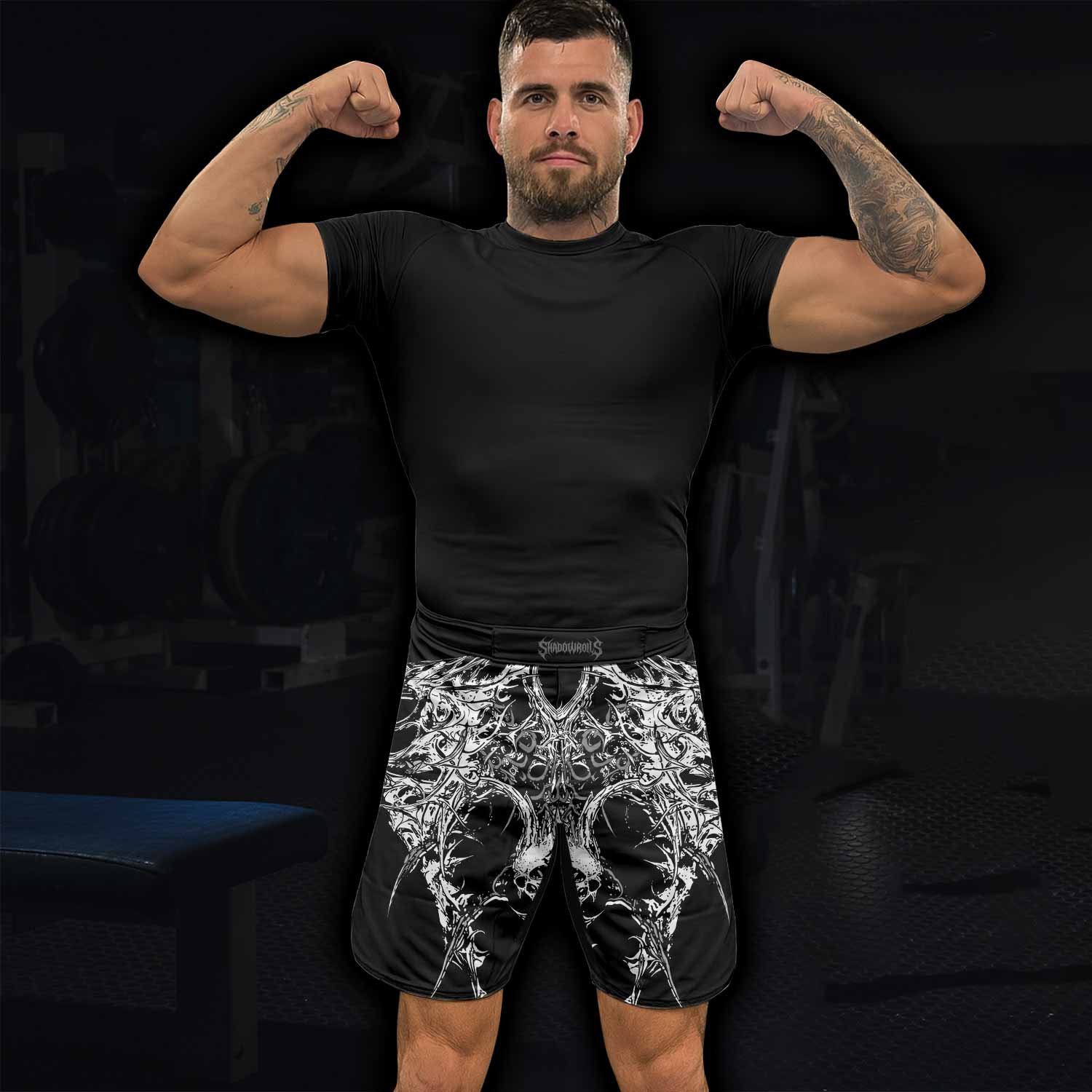 Mortalis Dark Spine Fight Shorts – Durable MMA & Training Shorts - lifestyle view