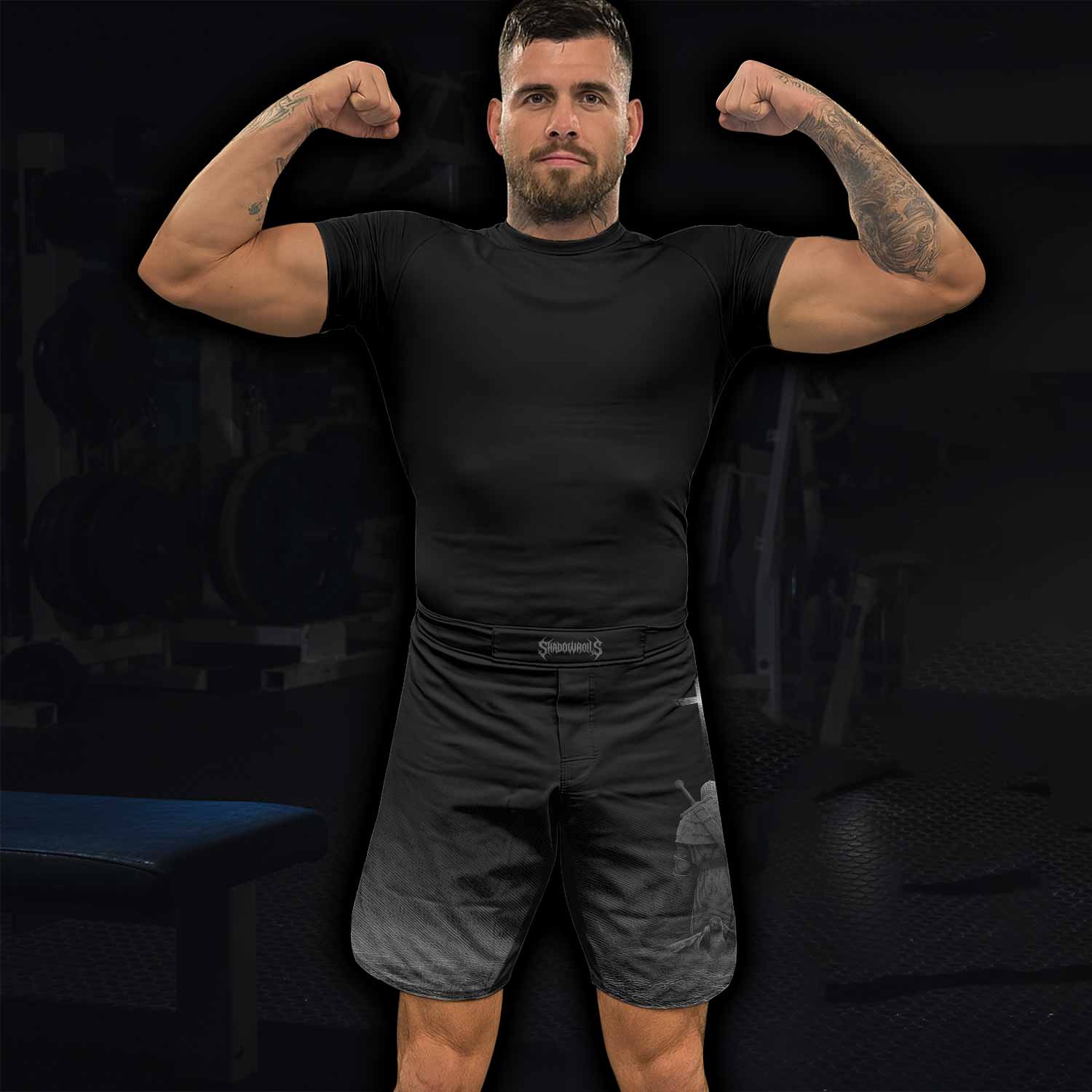 Psalms 23:4 NIV Fight Shorts for MMA, BJJ & Training - lifestyle view