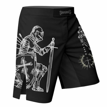 Give Me an Army Rosary Fight Shorts - Durable Fight Shorts MMA - right side mockup
